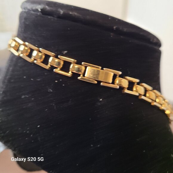 Unbranded Gold Tone w/Rhinestone Bib Necklace Ladies Pre-Owned Vintage Dressy - Picture 4 of 4